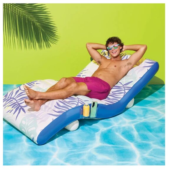 Chaise Lounge Printed SMS Water Floats and Inflatables - Blue/White - NIB - Picture 2 of 5